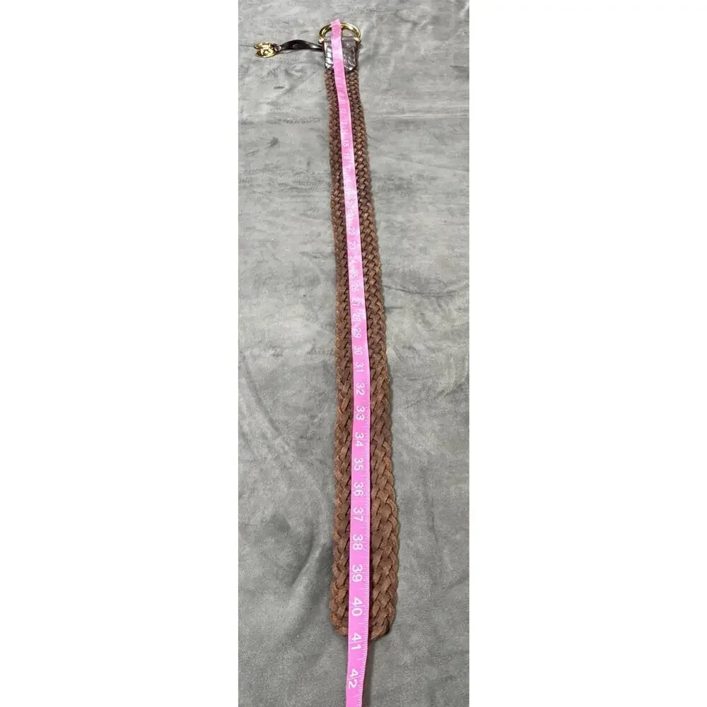 Michael Kors 553633 2” Wide Braided Leather Belt, Size S, Gold Hardware